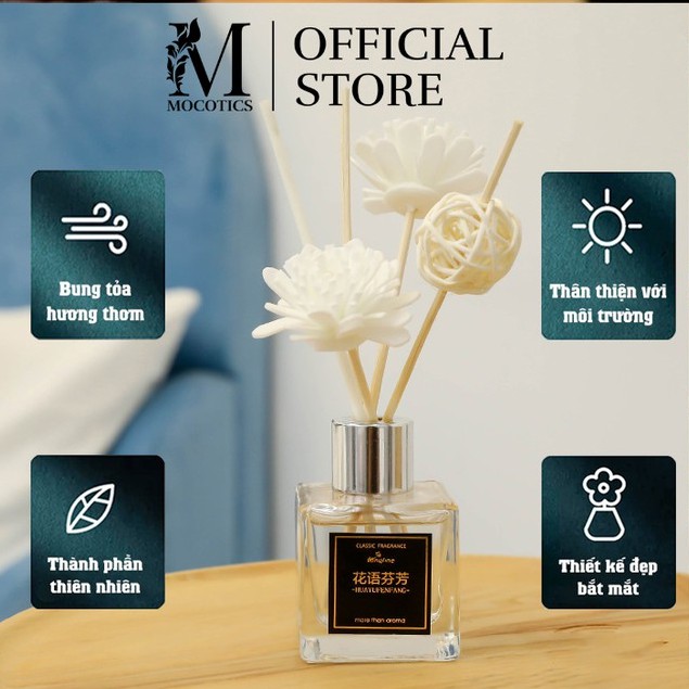 Tinh Dầu Nước Hoa Thơm Phòng Mocotics Que Gỗ Khuếch Tán Mùi Hương Thiên Nhiên Cao Cấp Hyff - Dung Tích 50Ml