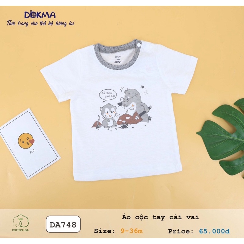 Áo cộc tay cài vai bé trai / bé gái Dokma DA748 (Sz 9-36M)