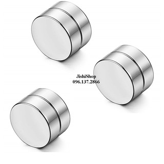 tkdc (NCB)  KHUYÊN TAI NAM CHÂM MÀU BẠC 8MM NAM NỮ CÁ TÍNH -  thời trang ấn tượng  ( Tongkhodochoilc)