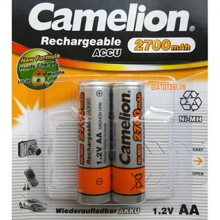 Pin Sạc Camelion 1.2V AA 2700 mAh (vỉ 2 viên)