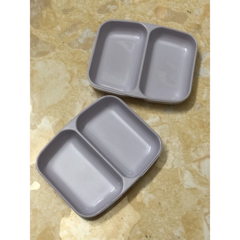 Bát nước chấm 2 ngăn, đĩa chấm nhựa nhỏ gọn 1205