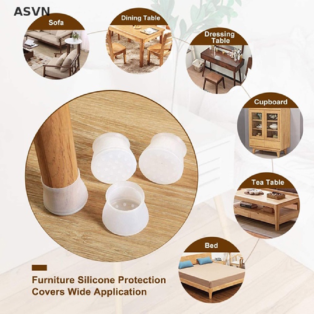 Bộ 4 miếng bọc chân bàn ghế bằng silicone chống trượt