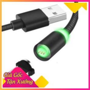 👑Giá Hủy Diệt👑 Bộ Cáp Sạc Dù Nam Châm 3 Đầu Hít Dành Cho ANDROI/IPHONE/TYPE C Xoay 360 Độ, Có Đèn Led