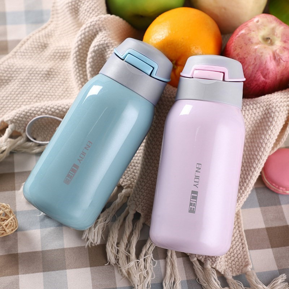 ALISON Sports Thermos Cup Portable Mug Vacuum Flask Insulation Travel Creative Stainless Steel with Straw Adults Kids Children Thermos Bottle/Multicolor