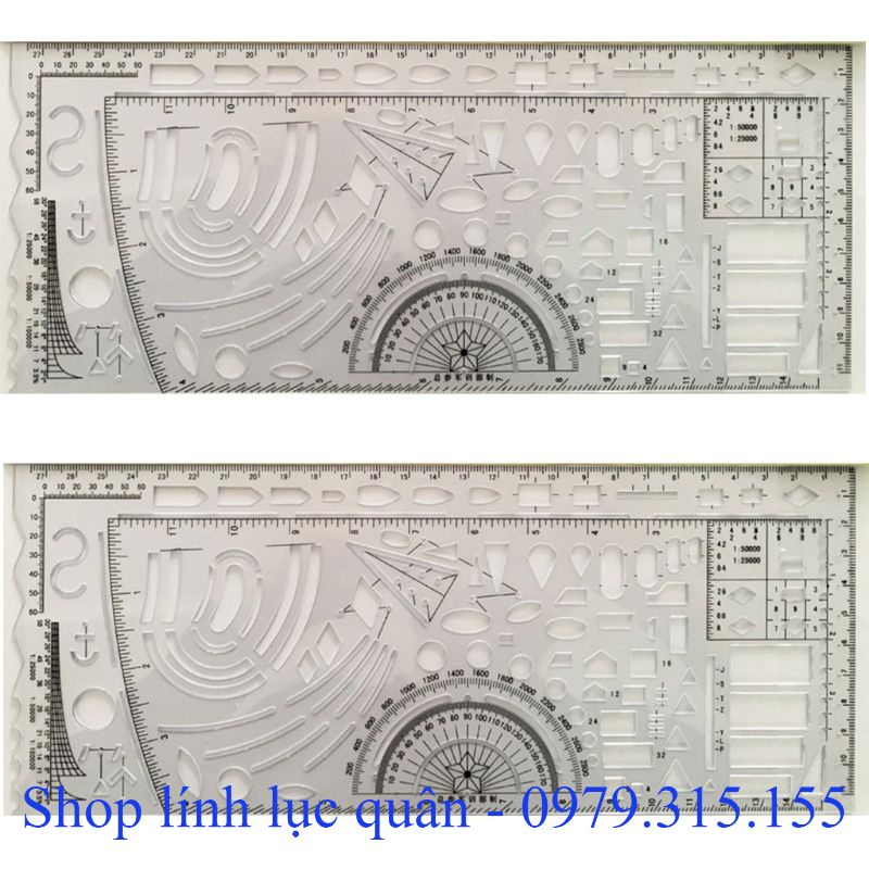 Thước trắng vẽ chỉ huy tham mưu 28x11.5cm
