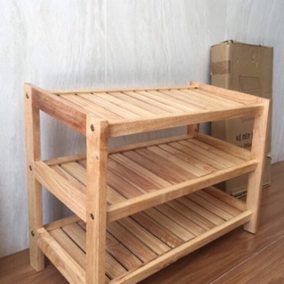Kệ giày dép gỗ 3 tầng ngang 60cm, gỗ cao su