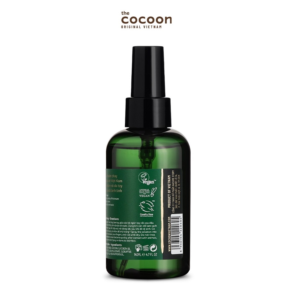 Nước rửa tay khô khuynh diệp và bạc hà Cocoon 140ml