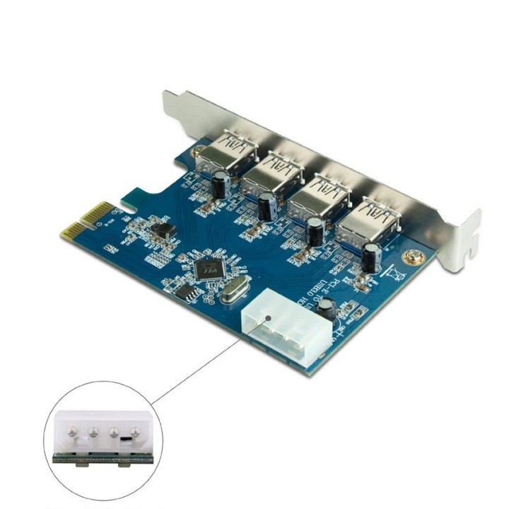 Card chuyển đổi PCI Express to USB 4 cổng 3.0 | Card PCI EX to USB 3.0 4 cổng