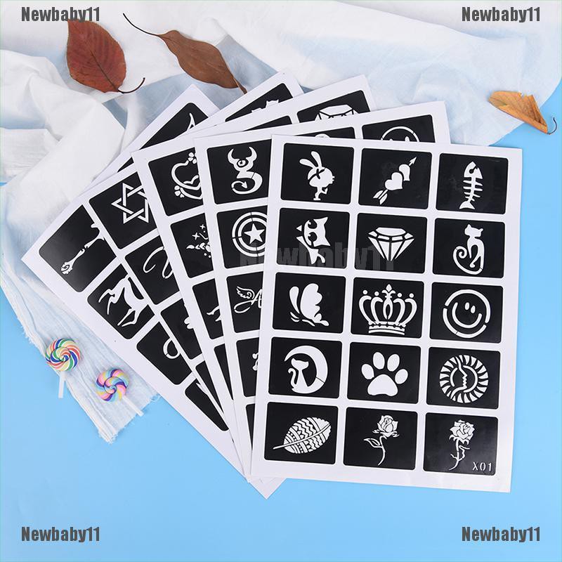 Set 10 / 15 Sticker Hình Xăm Kim Tuyến Nhiều Màu Sắc