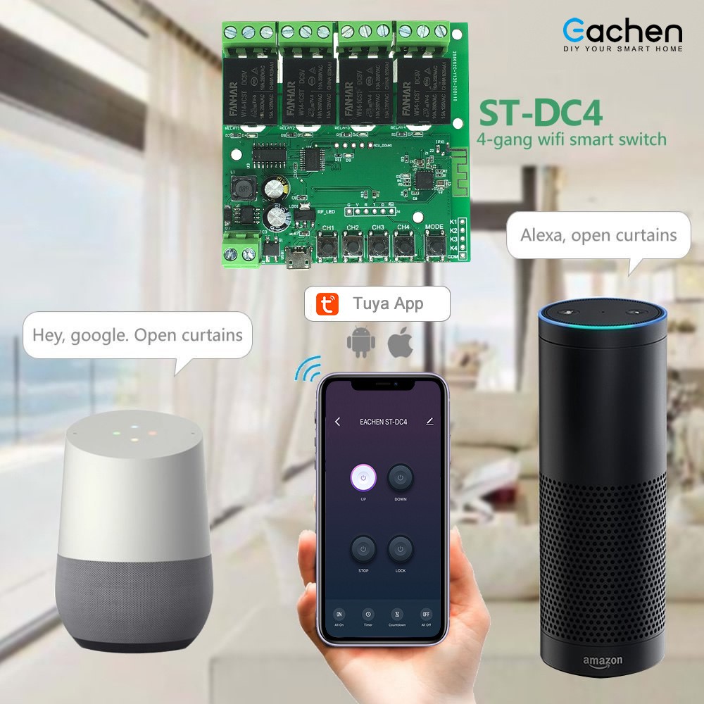 Mạch điều khiển 4 relay wifi Tuya DIY SmartHome