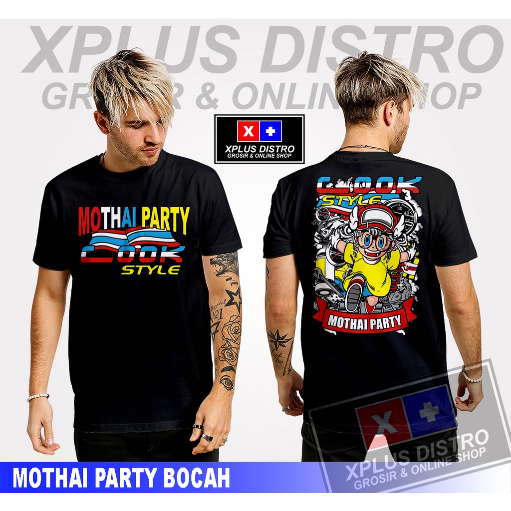 Áo thun Mothai PARTY RACING / THAILOOK THAILAND LOOK STYLE BIKERS / DISTRO / Áo thun nam màu xám / Áo thun nam tay ngắn tay ngắn cổ tròn thời trang