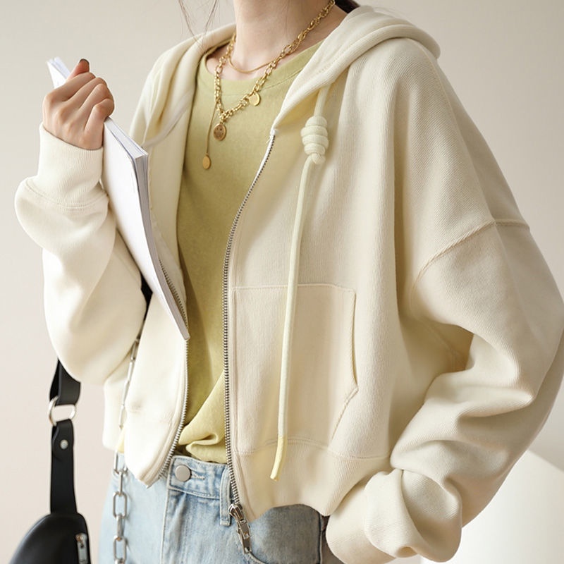 Áo Hoodie Tay Dài Màu Trơn Phong Cách Preppy Đơn Giản Thời Trang