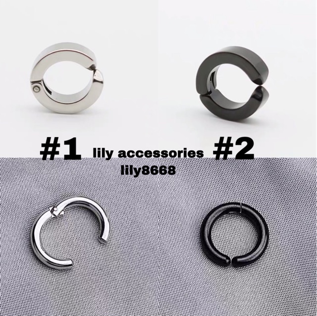 Set Ear Cuff set 2 kẹp tai titan tròn không cần xỏ lỗ không gỉ không đen cho nam nữ