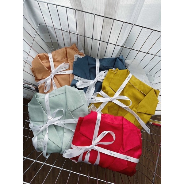 Xả hàng dọn kho - Bộ pijama lụa pha ren cao cấp hàng QC full box