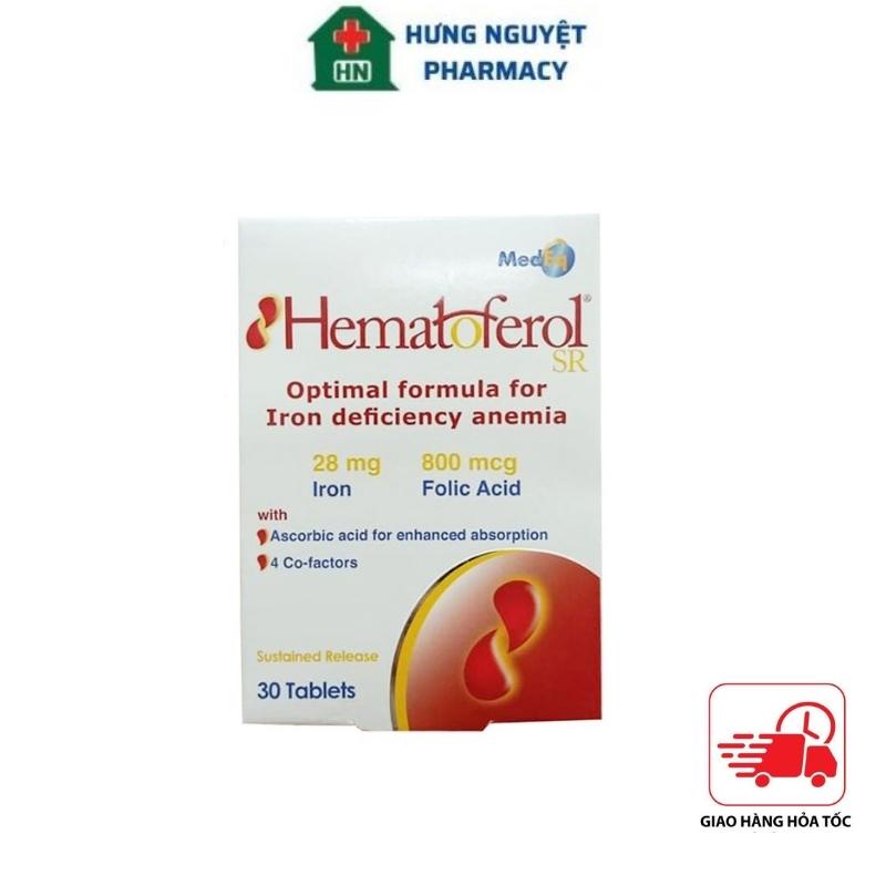 Hematoferol Viên Uống Bổ Sung Sắt, Acid Folic Hỗ Trợ Giảm Nguy Cơ Thiếu Máu Dùng Cho Mẹ Và Bé Hộp 30 Viên