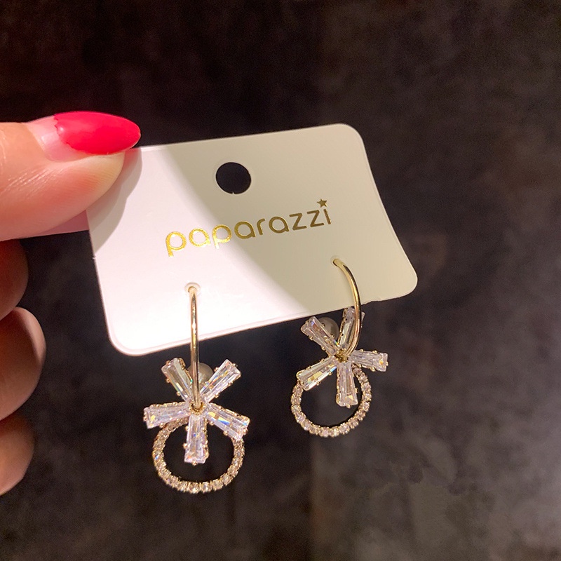 Bông Tai Đính Đá Kiểu Hình Học Phong Cách Nhật Hàn Thanh Lịch