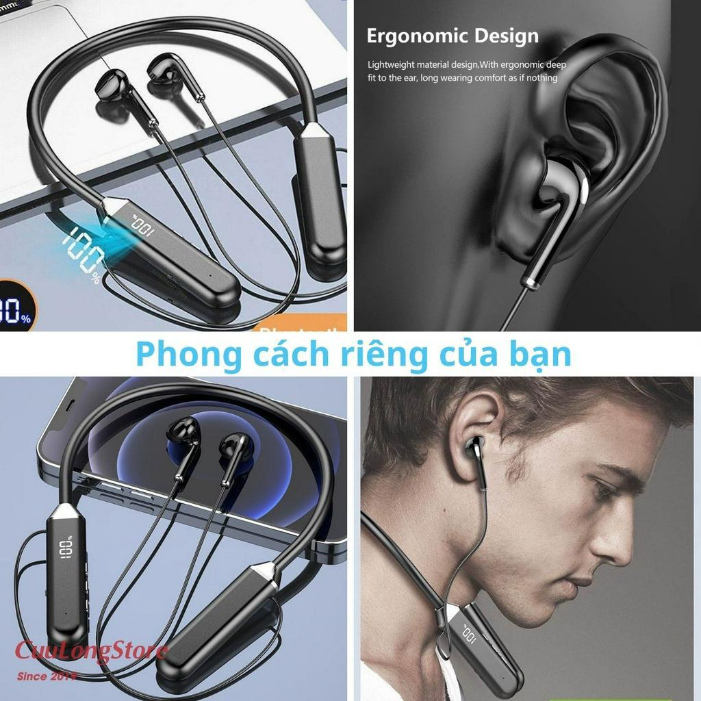 Tai Nghe Bluetooth Không Dây Đeo Cổ 5.3 nhét tai Led kỹ thuật số âm thanh hifi stereo không thấm mồ hôi thể thao gaming