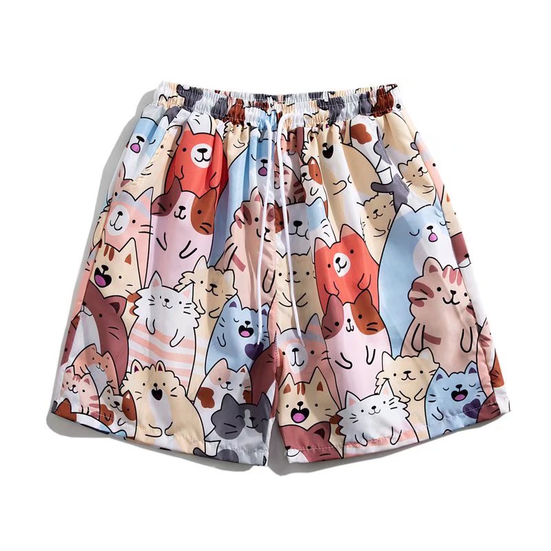 Quần Short baggy In Họa Tiết Dễ Thương Phong Cách Hawaii Cho Nam