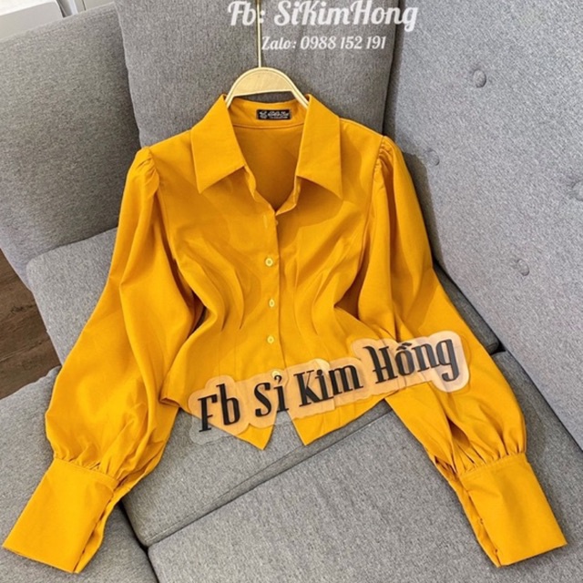 Áo sơ mi croptop tay phồng sang trọng M52( Ảnh shop chụp thật 100%) | BigBuy360 - bigbuy360.vn