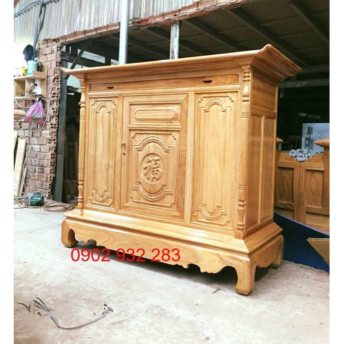 Tủ thờ gỗ gõ đỏ mẫu đơn giản 1m54, tủ thờ tổ tiên, thờ phật