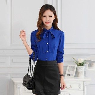 Áo sơ mi công sở cột nơ phối nút TAT076A