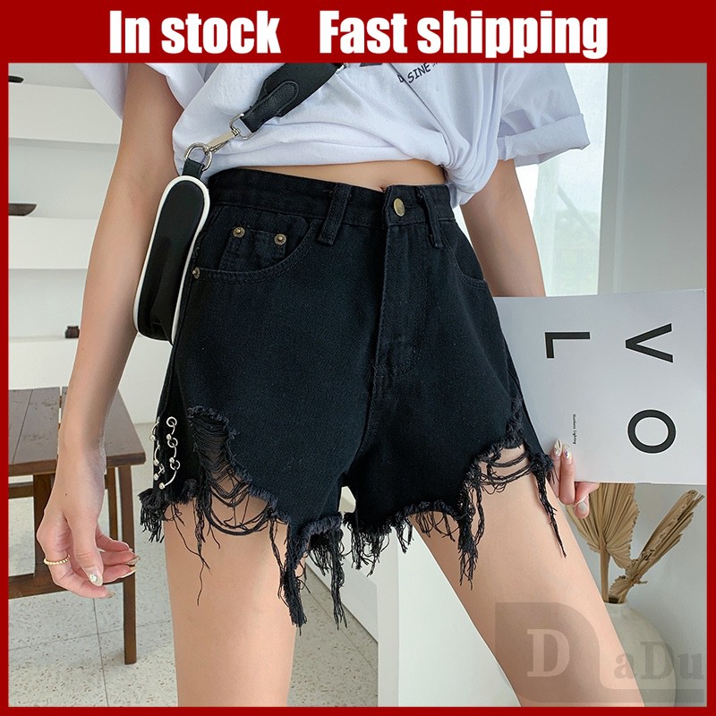 Quần Short Jean Lưng Cao Dáng Rộng Thời Trang Mùa Hè Phong Cách Hàn Quốc