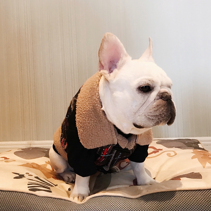 New cashmere winter plaid vest dog clothes pet striped cotton coat 19672