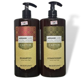 Cặp gội xả dưỡng ẩm, phục hồi, chống rụng arganicare castor 750ml