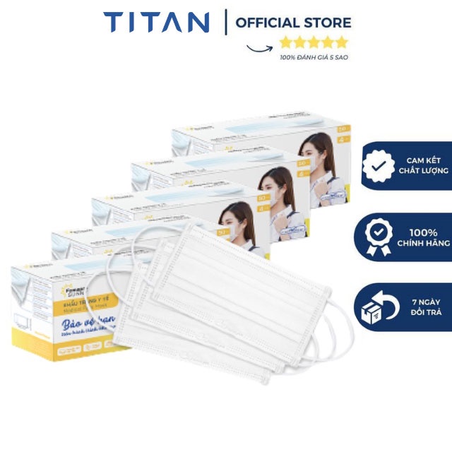[SUNNY - COMBO 5 HỘP] Khẩu trang y tế kháng khuẩn 4 lớp Famapro SUNNY (50 cái/ hộp)