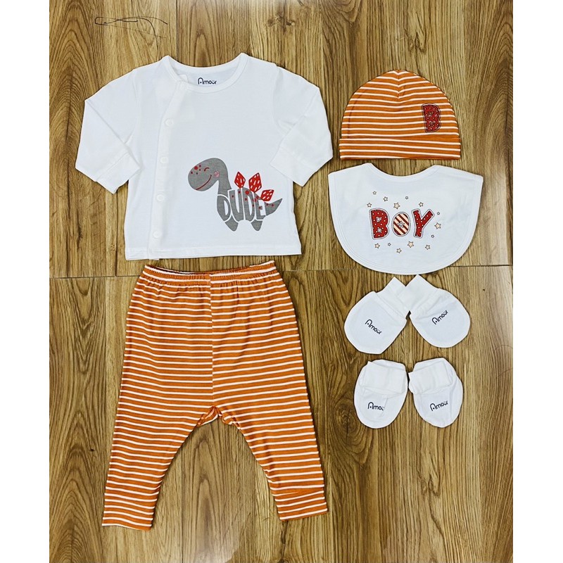 [Sale] Bộ Sơ Sinh Sợi Tre Hãng Amour Cho Bé Trai Bé Gái