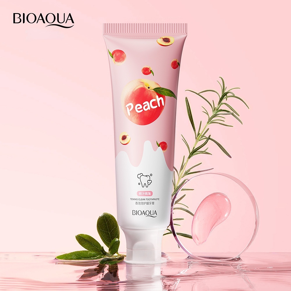Kem đánh răng BIOAQUA chiết xuất từ đào 100g làm sạch hơi thở chăm sóc răng miệng