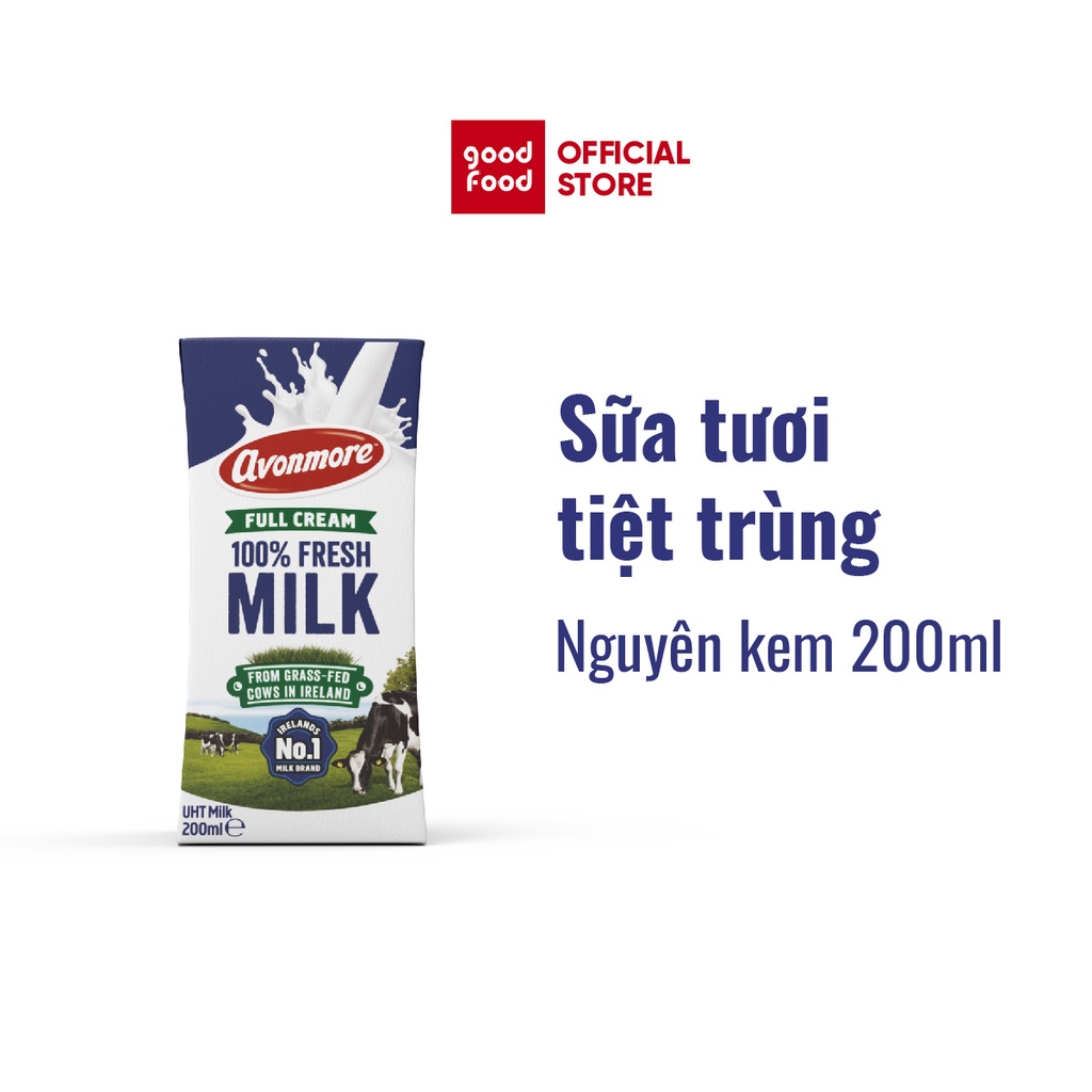 Sữa tươi nguyên chất tiệt trùng Avonmore UHT Full Cream Milk 200ml giàu dinh dưỡng tốt cho sức khỏe (1 hộp)