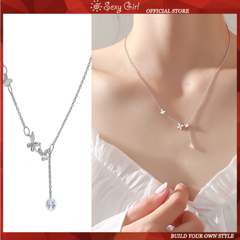 Vòng cổ Mặt Hình Bướm Đính Đá Zircon Thời Trang Phong Cách Hàn Quốc Cho Nữ