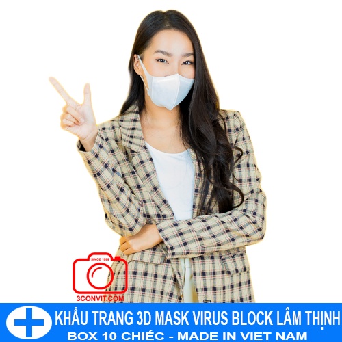 Hộp 10 khẩu trang 3D Mask Virus Block công nghệ dập NB Unicharm Lâm Thịnh