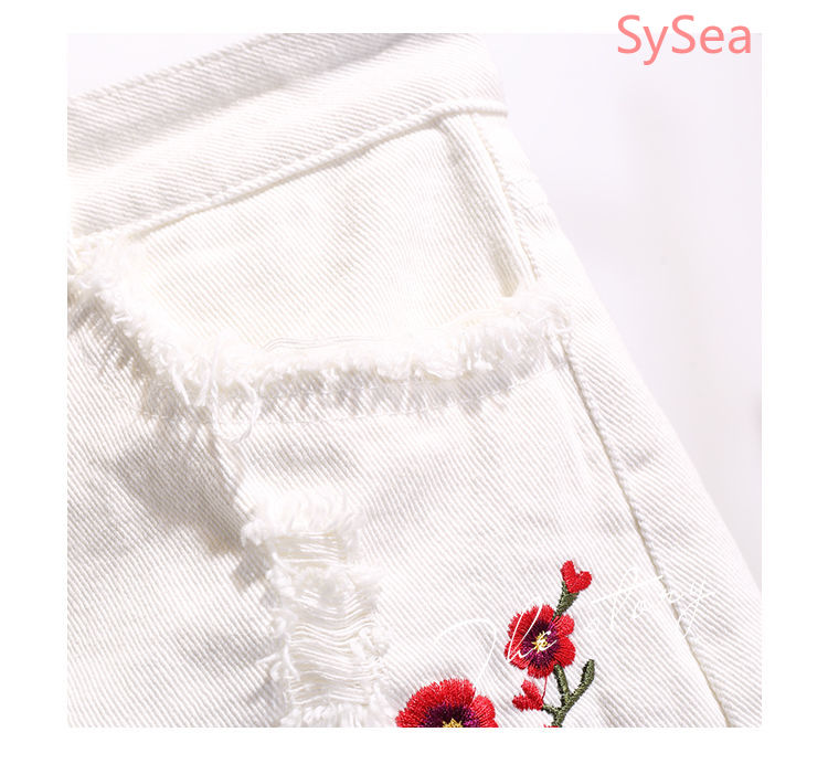 Quần Short Denim Lưng Cao Hoạ Tiết Thêu Có Size Lớn