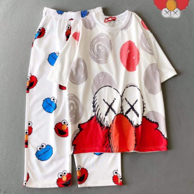 Set áo thun in 3D và quần cartoon pan, form unisex,