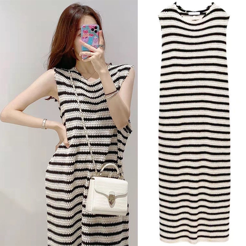 Đầm Chữ A Dáng Rộng Họa Tiết Kẻ Sọc Đơn Giản Thời Trang Xuân Hè Hàn Quốc Có Kích Thước Ngoại Cỡ Cho Nữ