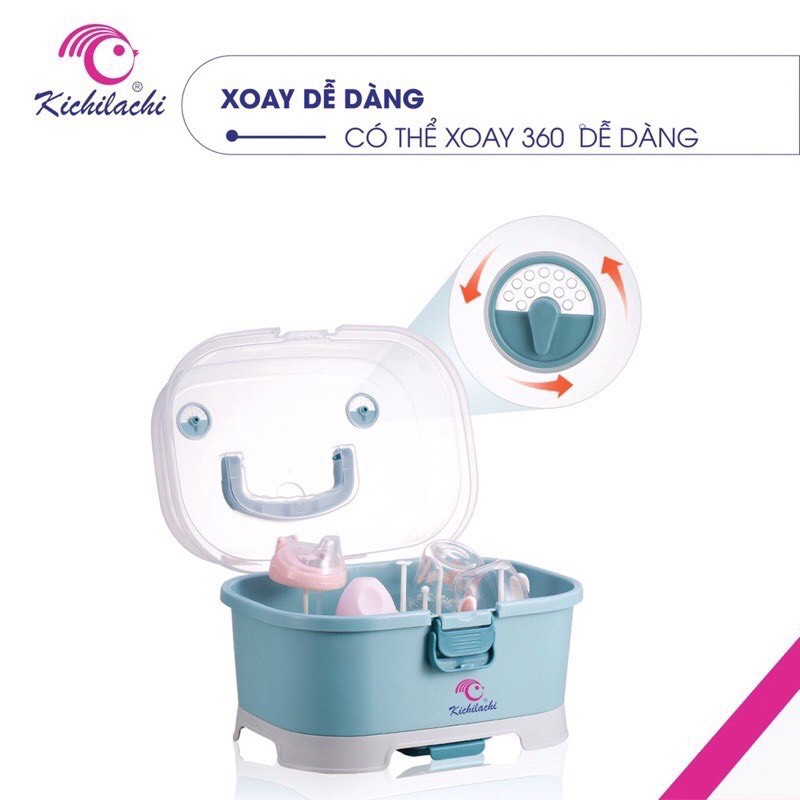 Giá úp bình sữa Kichilachi có nắp đậy và khay hứng nước