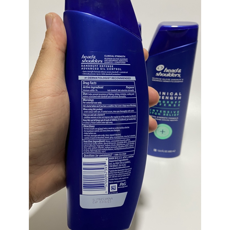 Dầu gội Head and Shoulder Clinical Strength 400ml Từ Mỹ Ngăn ngừa gầu và Nấm Mẫu Mới
