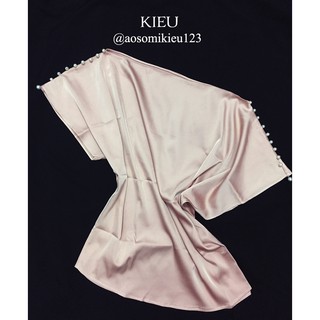 Áo lệch vai💖Ảnh thật💖Áo lụa đen đính hạt freesize