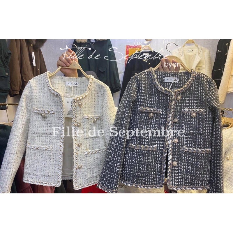 áo khoác dạ tweed thừng khuy ngọc hàng chuẩn SDD (có sẵn) | BigBuy360 - bigbuy360.vn