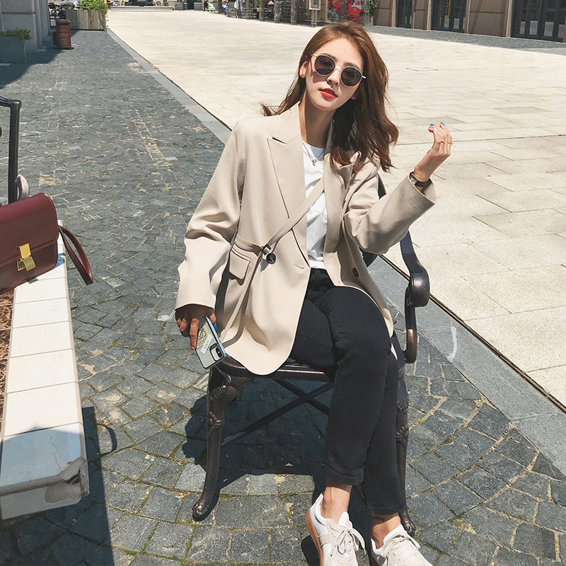 Caring Design Sense Niche Lace-up Suit Jacket Female Temperament Korean Style Casual Loose Small Suit Autumn New