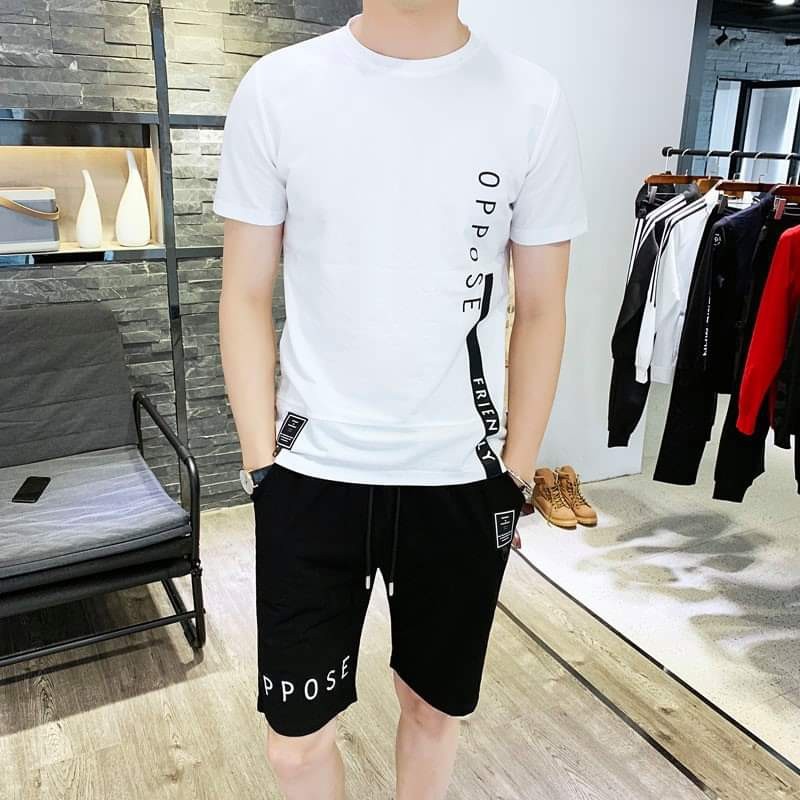 Nguyên Sét Đồ Mặc Nhà Nam Nữ ⚡️ Mẫu mới gá rẻ ⚡️ Bộ thể thao phong cách OPPO chất thun mềm mát 4 màu đen trắng xám cam