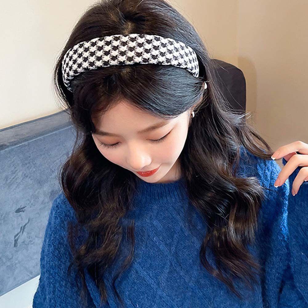 Danilo Băng Đô Cài Tóc Rửa Mặt Họa Tiết Caro Bằng Xốp Thời Trang Thu Đông Dành Cho Bạn Nữ