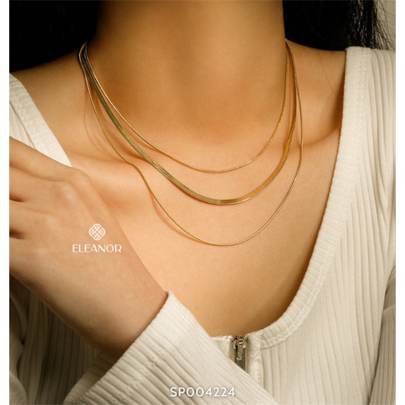 Dây chuyền layer nữ titan Eleanor Accessories thiết ba sợi mảnh basic phụ kiện trang sức 4224
