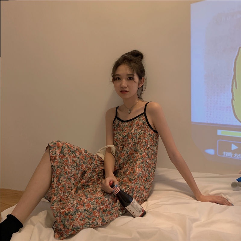 Đầm Ngủ Hai Dây Họa Tiết Hoa Thời Trang Mùa Hè Mới 2022 Dành Cho Bạn Nữ