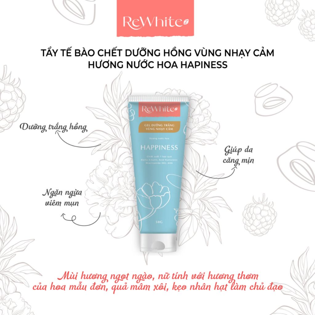 Gel dưỡng trắng vùng nhạy cảm Rewhitez hương nước hoa Happiness (tuýp xanh) dung tích 50g