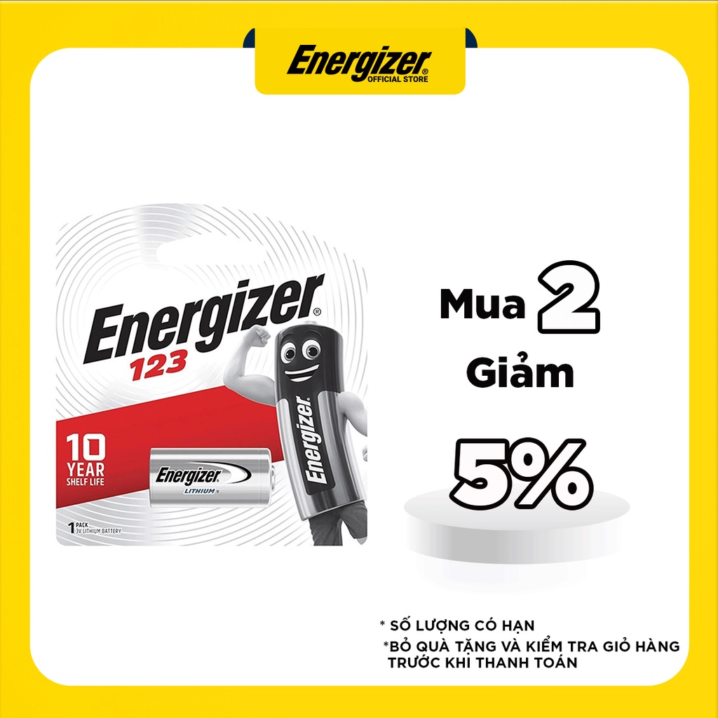 PIN ENERGIZER PHOTO LITHIUM 123_3 VOLT - Vỉ 1 viên - Hàng chính hãng