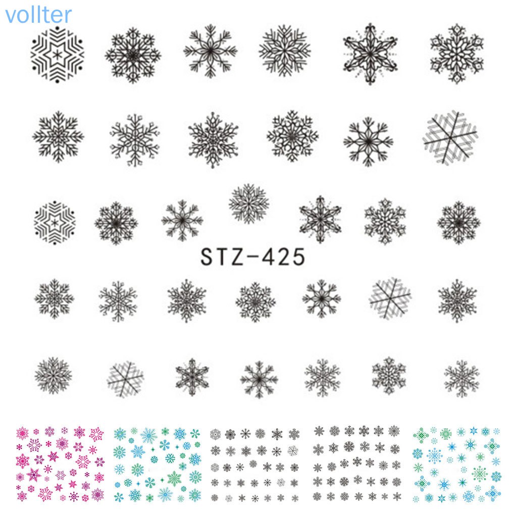 Miếng Dán Móng Tay Hình Hoa Tuyết Phong Cách Giáng Sinh