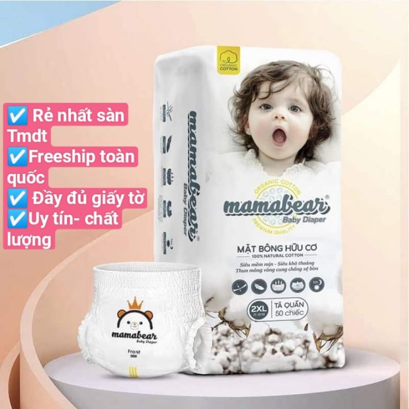 Mẫu mới Combo bỉm quần mama bear xuất mỹ M100 L100 XL100 XXL100 S50 M50